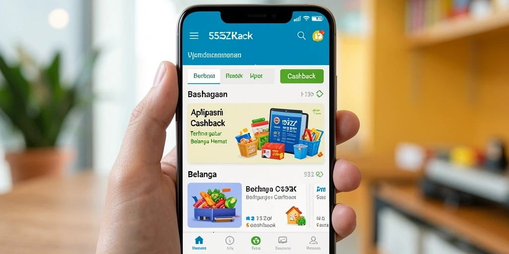 Antarmuka aplikasi 555ZK dengan fitur cashback yang menarik.