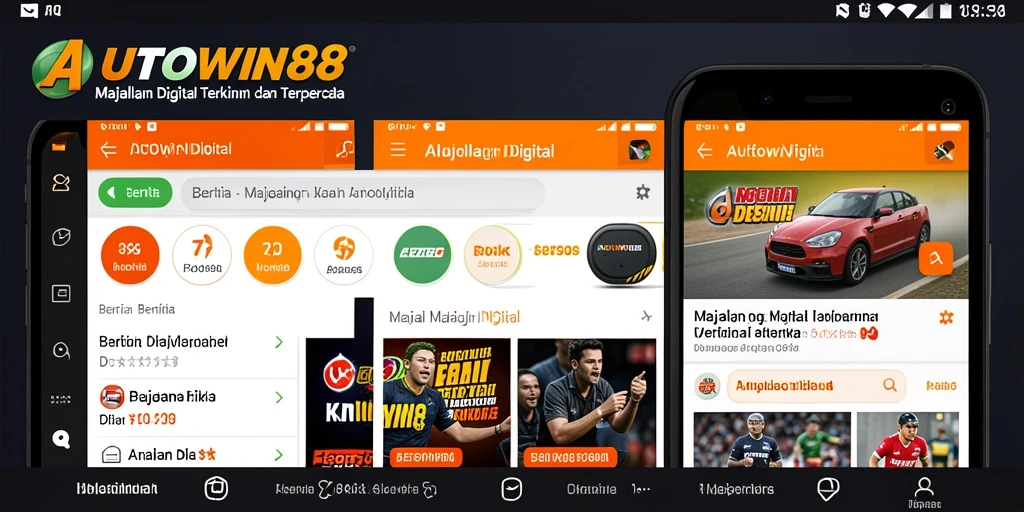 Tampilan antarmuka aplikasi Majalah Digital AUTOWIN88 yang menarik.