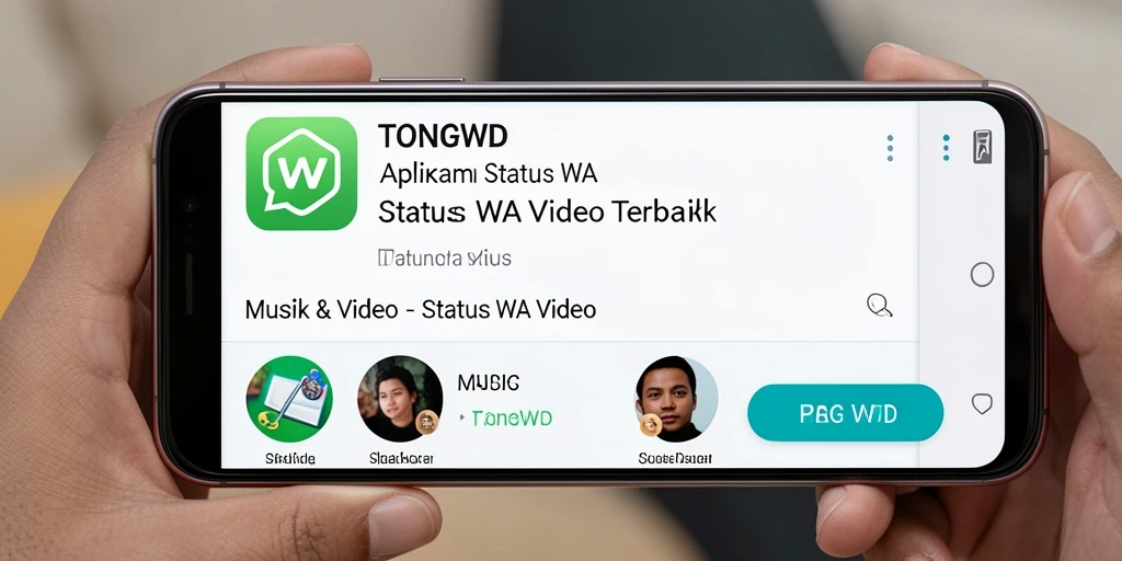 Tampilan antarmuka TONGWD yang sederhana dan menarik untuk Status WA Video.